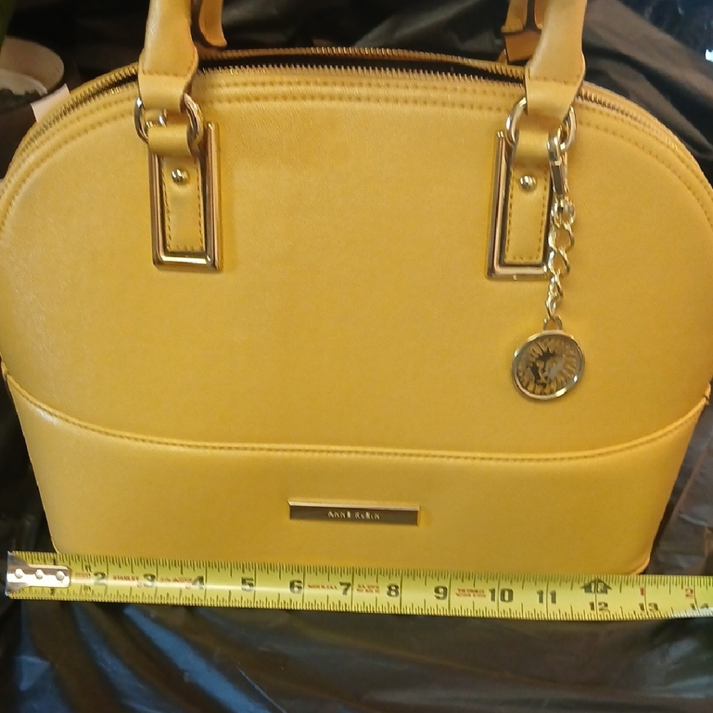Anne Klein Yellow Satchel with Gold Accents